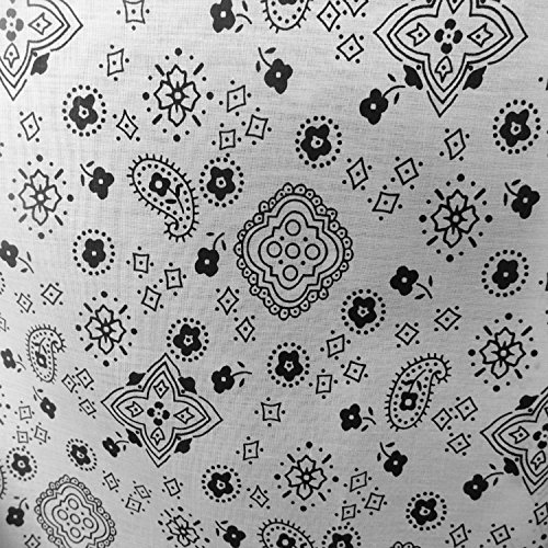 Poly Cotton Print Bandana 60 Inch Fabric by The Yard (F.E. (White)