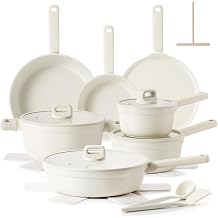 SENSARTE Ceramic Pots and Pans Set Nonstick, 20Pcs Cookware Set, White | Non Stick Ceramic Coating, Non-toxic Healthy Kitchen Cooking Set, Induction Compatible, Dishwasher Safe, PFAS/PTFE/PFOA Free