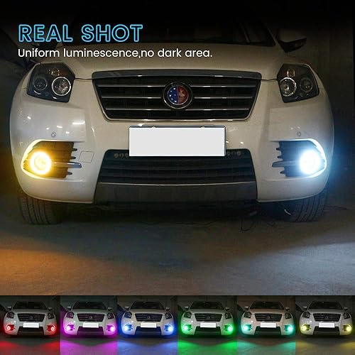 Miniatura 6 de EverBrightt - 1 juego de anillos de halo LED RGB multicolor de 3.740 in para lámpara de coche, luz de circulación diurna, 5050 chips anillo circular