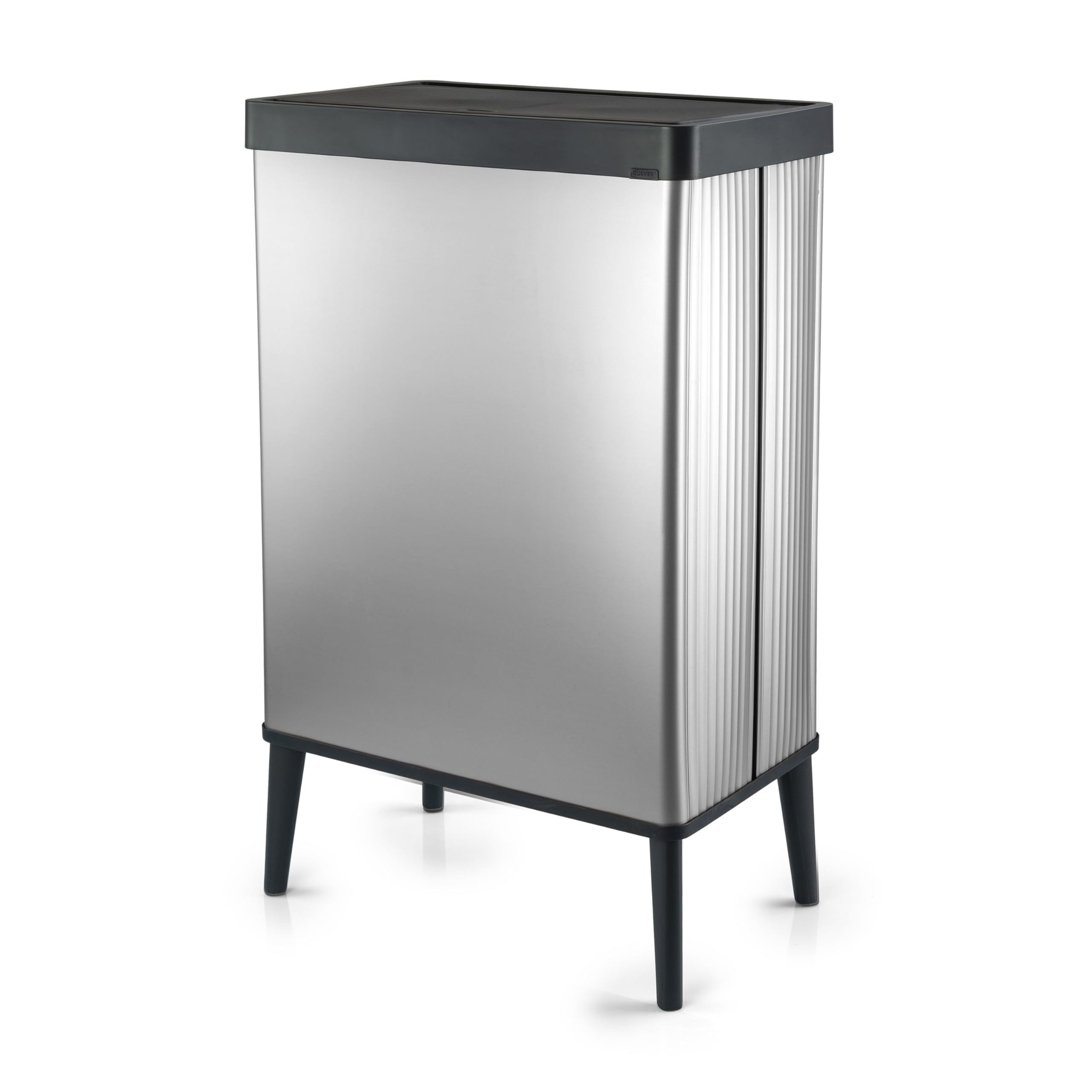 Curver Verto Cubo de basura alto 54 L 43.5x26.5x68.7cm tapa a presión plata perlada
