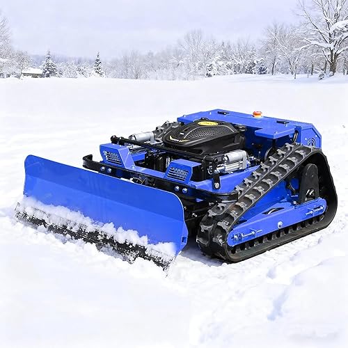 Infront Remote Control Lawn Mower with Snow Plow, Crawler Track All-Terrain System, Hybrid Oil-Electric Power for Steep Slopes and Large Lawns, Adjustable Cutting Height