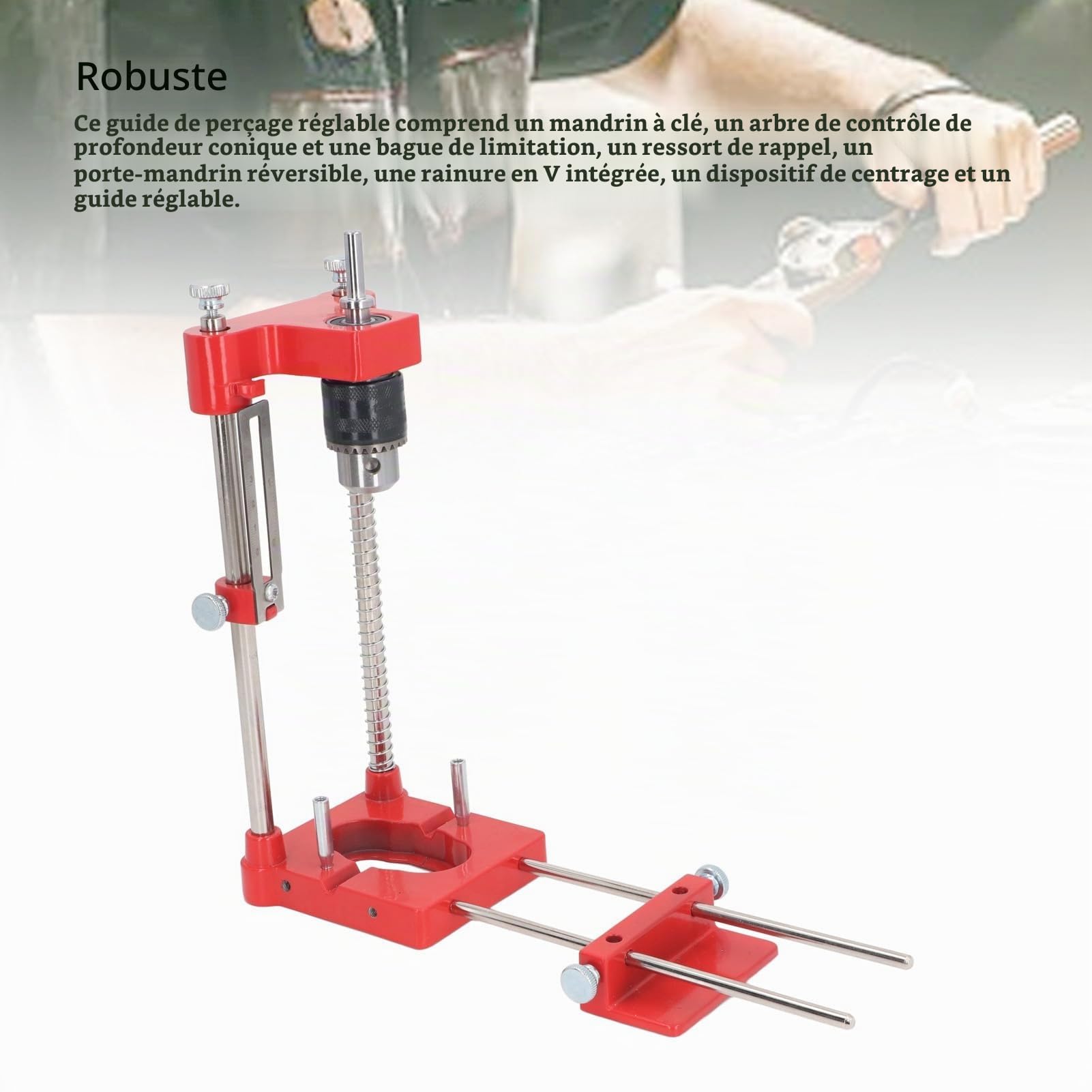 Guide de Perçage Portable, Fixation de Gabarit de Perçage de Précision pour Percer des Trous Coudés ou Droits, Fixation de Guide de Perçage Réglable, Outil de Guidage de Gabarit