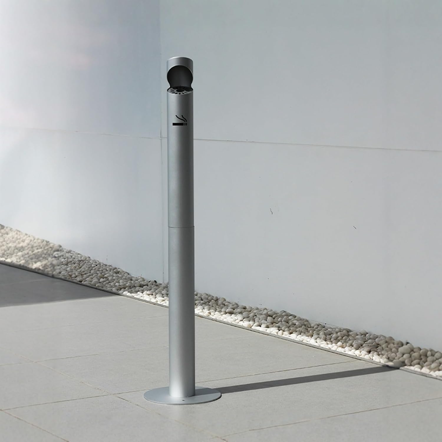 Outdoor Standing Ashtray, Stainless Steel Cigarette Bin, Smoking Cigarette Butt Receptacles, Metal Standing Ashtray for Patio, Offices, Home, Restaurants, Backyard(White)