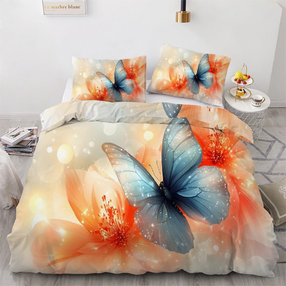 Housse de couette 240x260 papillon pour illuminer la chambre d'une ado fille ou garçon