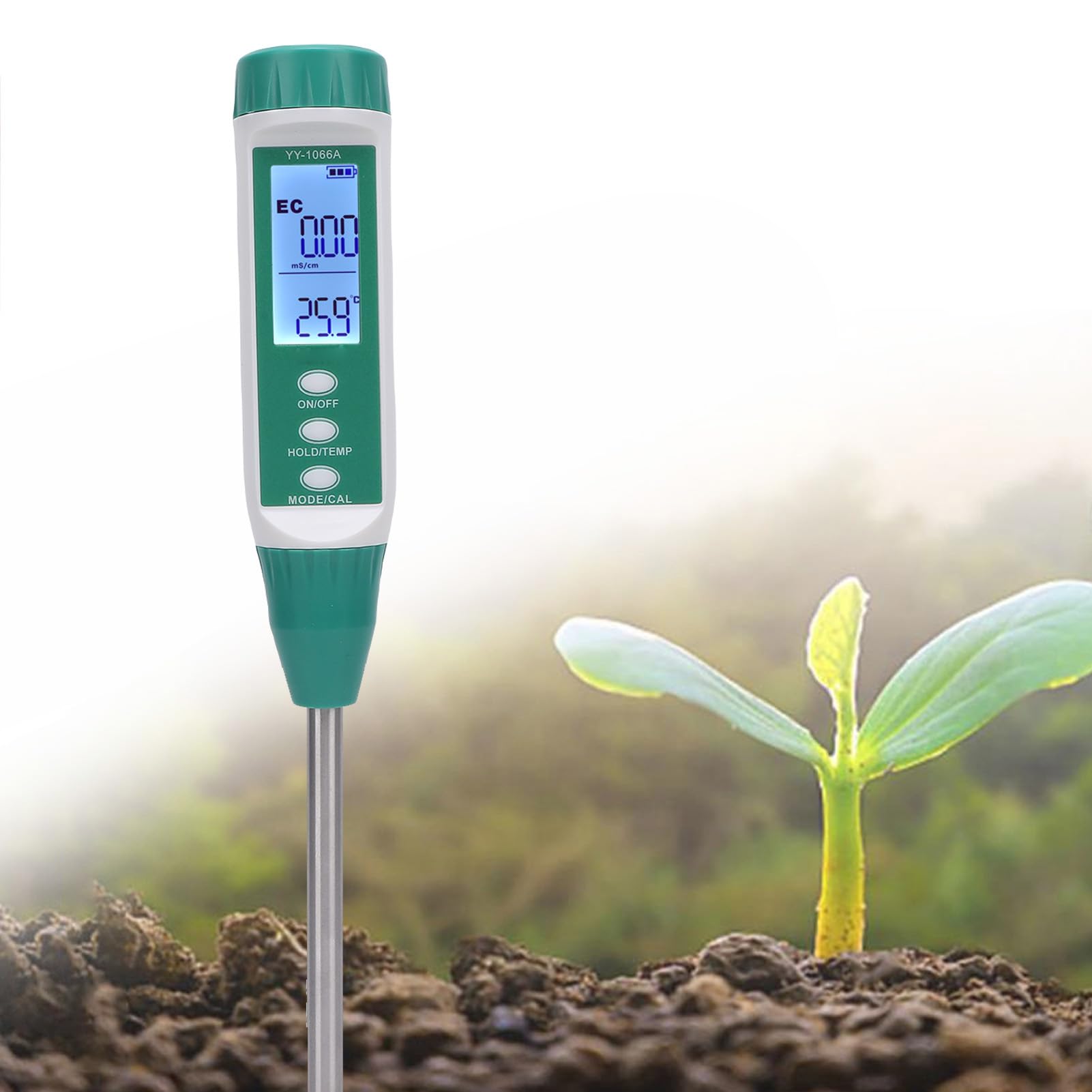 Bodenfeuchtigkeitsmesser, Tragbarer Bodendetektor für PH, Pflanzentemperatur, Sonnenlicht mit Hintergrundbeleuchtung und LCD -Display, Testmesser für Garten, Rasen