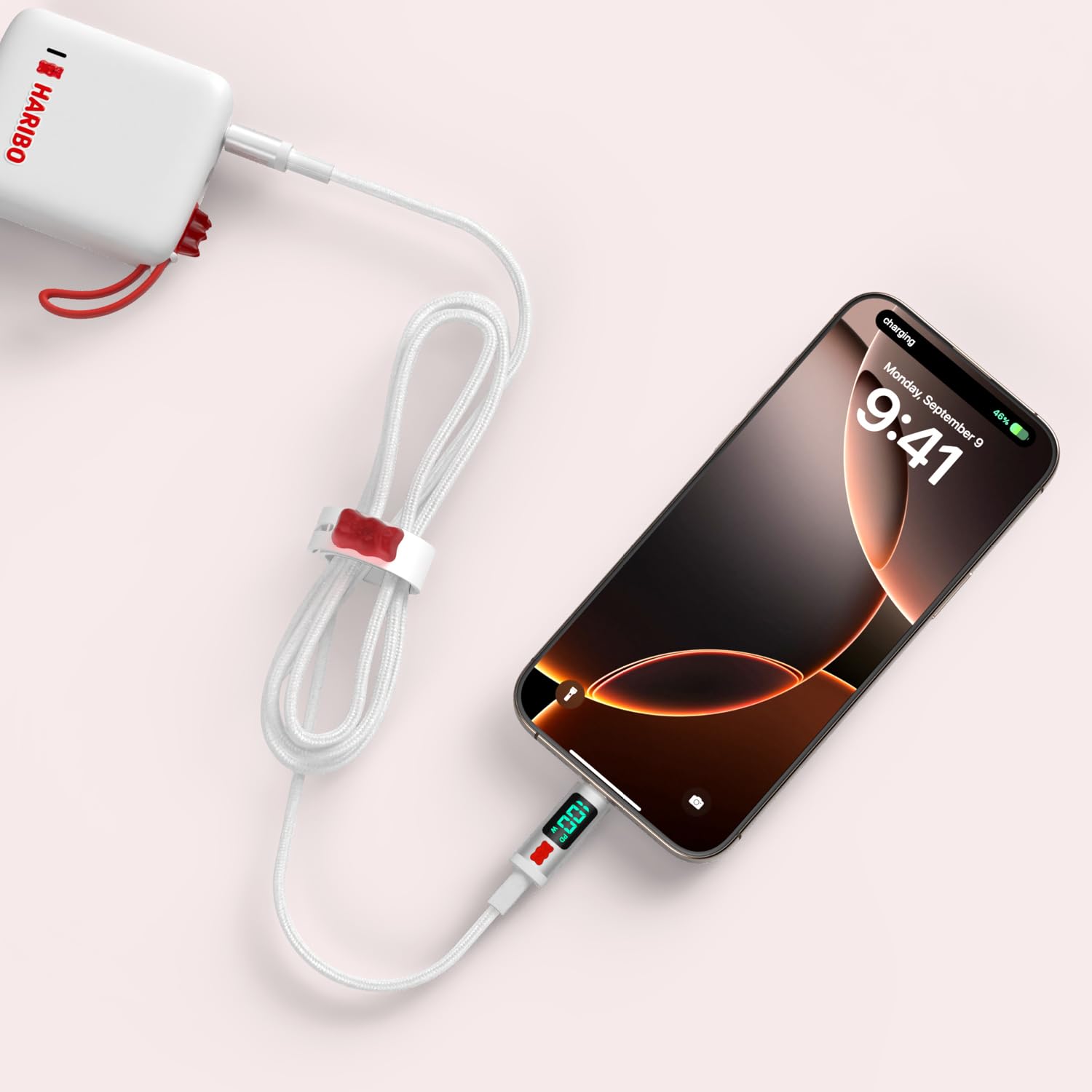 Haribo - Cable USB C a USB C (5 pies, 2 unidades), carga rápida PD de 100 W, pantalla LED, USB 2.0 Gummy Bear Style para iPhone 15/16, Samsung Galaxy, Pixel, iPad