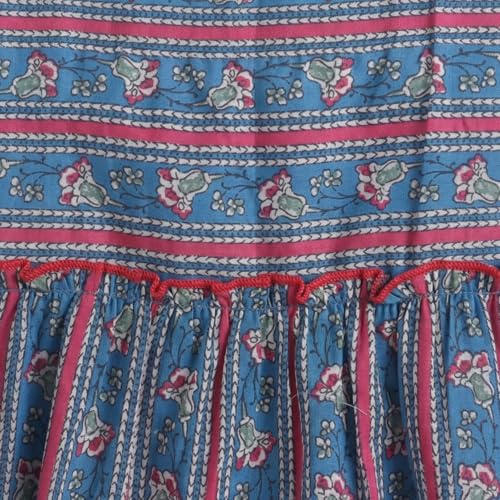 Image of The Magic Wand Kids Girls Printed Cotton Summer Dresses, Knee Length Sleeveless Casual Western Stylish One Piece Fit & Flared Frock for Beach & Vacations