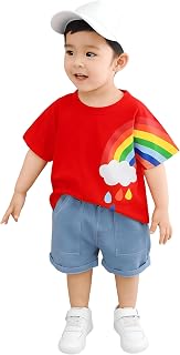 Googo Gaaga T-shirt and Short Set for Baby Boys & Baby Girls, Pure Cotton Rainbow Printed Half Sleeves Clothing Set for Kids Price In India