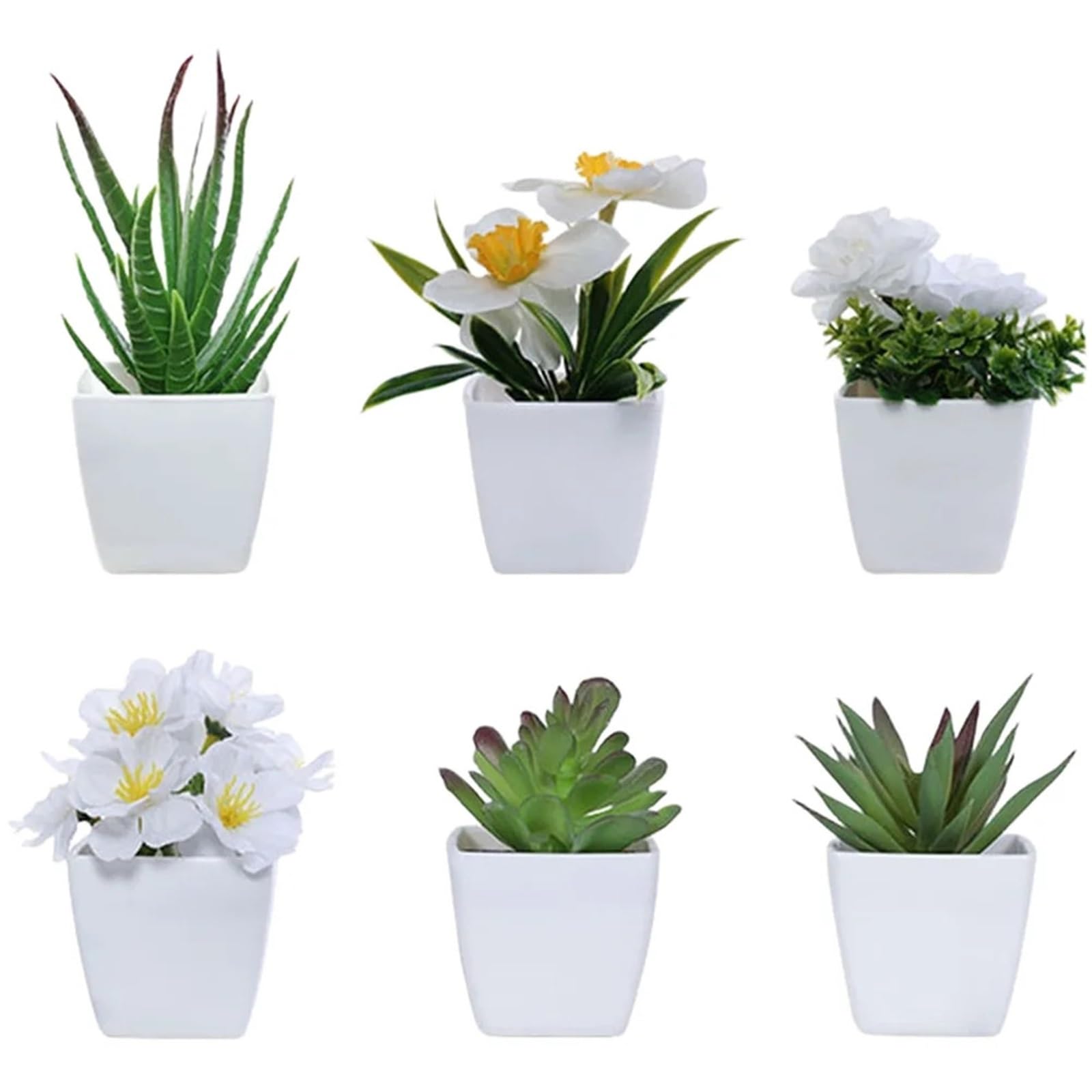 Dcrxz Artificial Plants As Shown Faux Succulent Rose Potted Plants Set