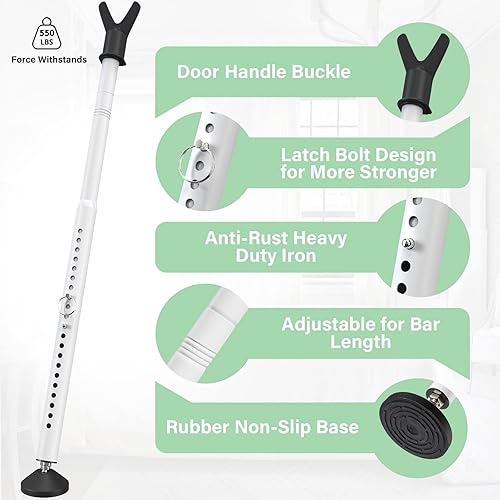 Miniatura 4 de YeYeBest Barra de seguridad para puerta corredera y cerradura de puertaventana, paquete de 2 barras de seguridad para el hogar, 28-45 pulgadas,