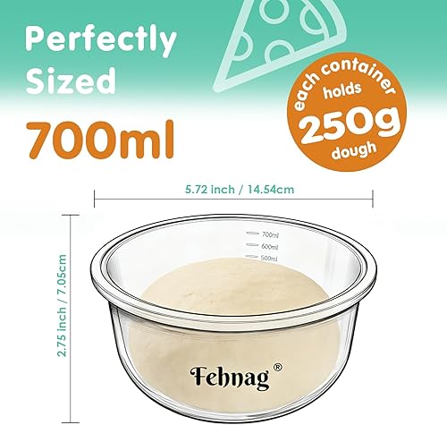 Miniatura 2 de 3 recipientes apilables de silicona para prueba de masa de pizza con tapas, caja a prueba de masa de pizza de 23.7 fl oz para la cocina del hogar