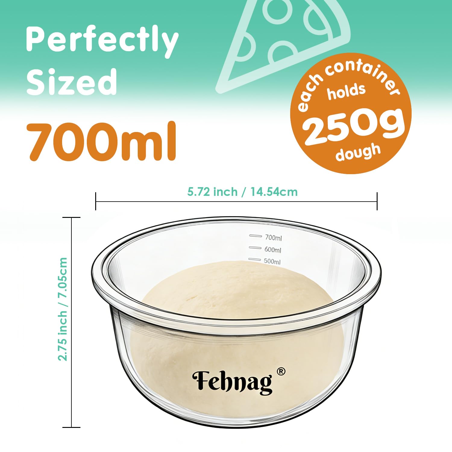 3 contenitori impilabili in silicone per pasta per pizza e pizza, con coperchio, scatola per prove di pasta per pizza da 700 ml (grigio)