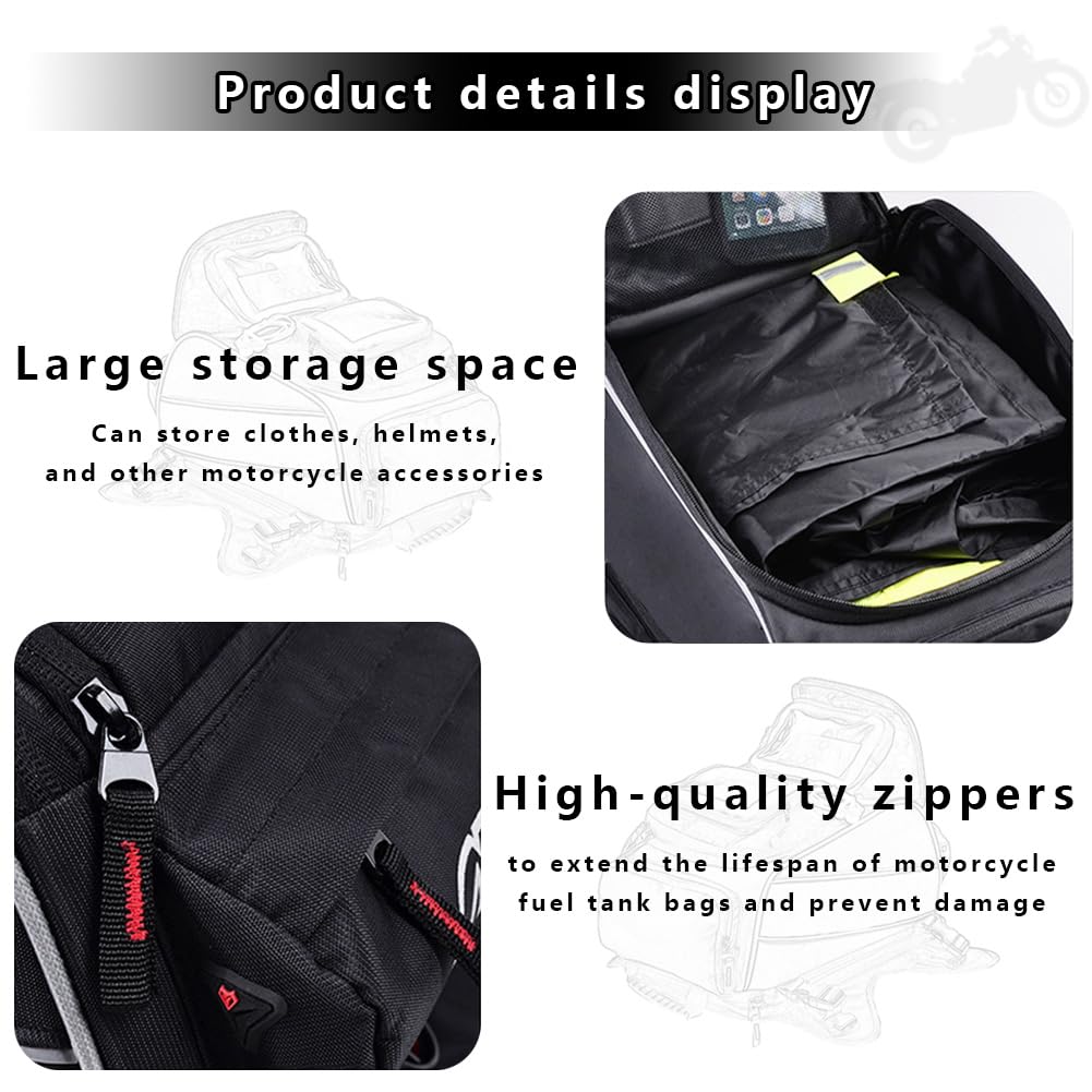 Bolsa Deposito Moto para Kawasaki Stockman 2012-2022, Bolsa Tanque para Motocicleta Bolsillo Frontal Transparente para Guía Navegación Viaje
