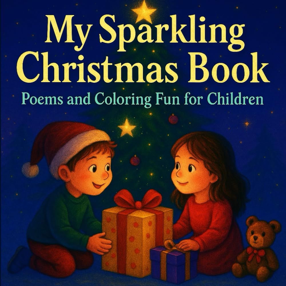 A charming Christmas coloring and poetry book for children filled with festive illustrations, joyful holiday scenes, and creative winter activities to spark imagination