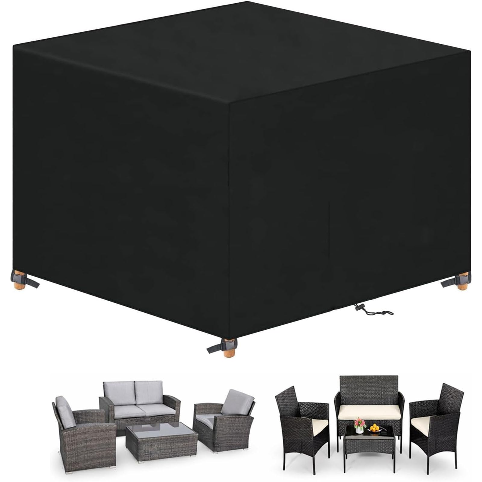 Housse table de jardin anti-vent et imperméable bâche protection contre pluie et humidité