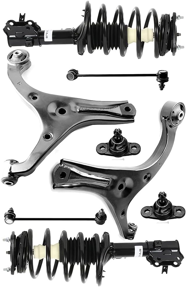Struts 172298 Front Complete Strut Assembly Control Arm Front Lower Ball Joints Sway Bar Links 8pck, for Hyundai Accent 2006-2011，for Kia Rio 2006-2011 ，for Kia Rio5 2006-2011 Struts