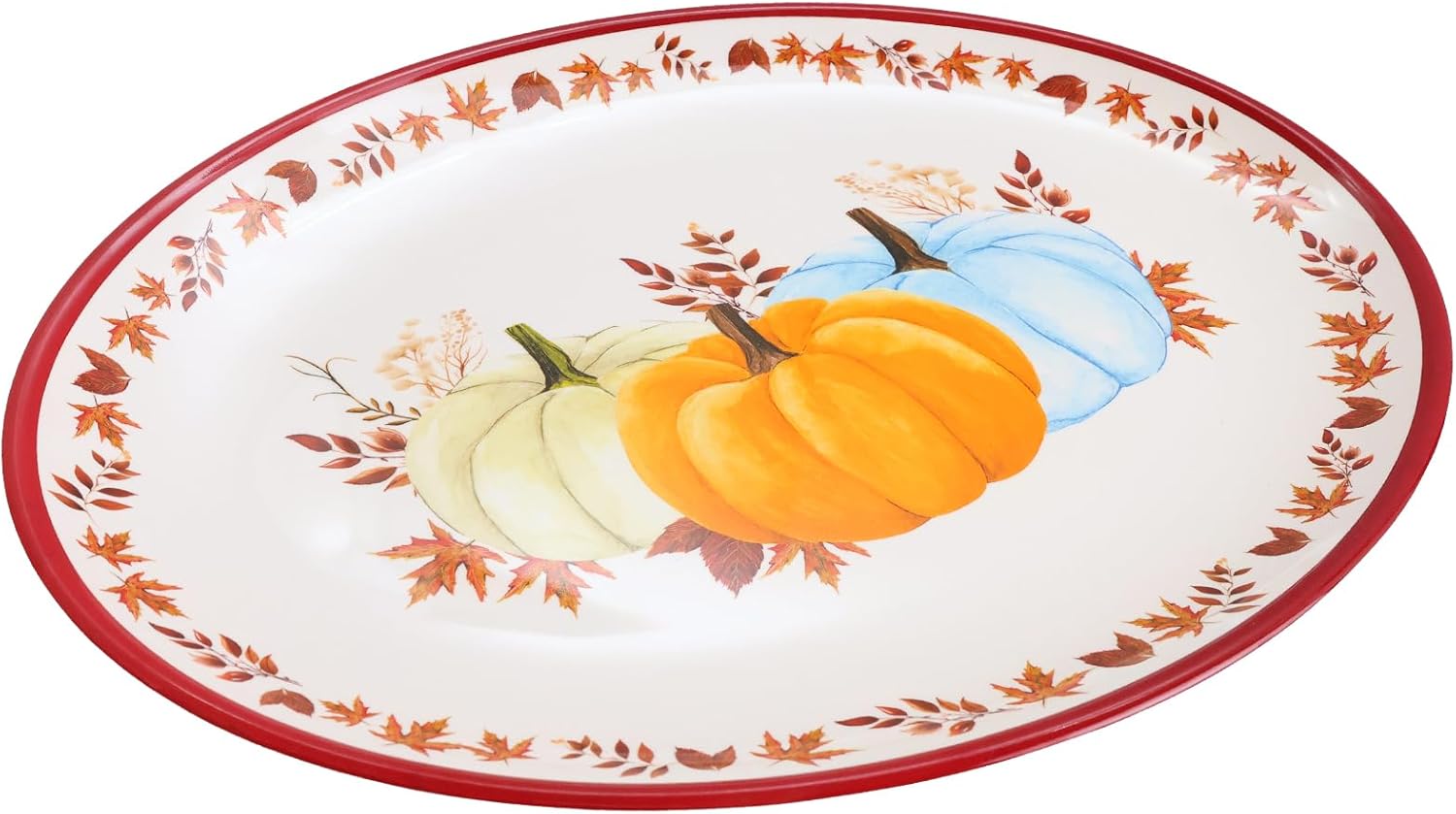 worldbazaar thanksgiving platter reusable melamine pumpkin turkey serving tray 12 x 16 large fall oval plate gift servware food container