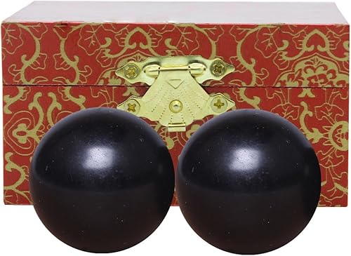 2" estrés chino del ejercicio de la salud de las bolas de Baoding del mármol negro alivia BS028