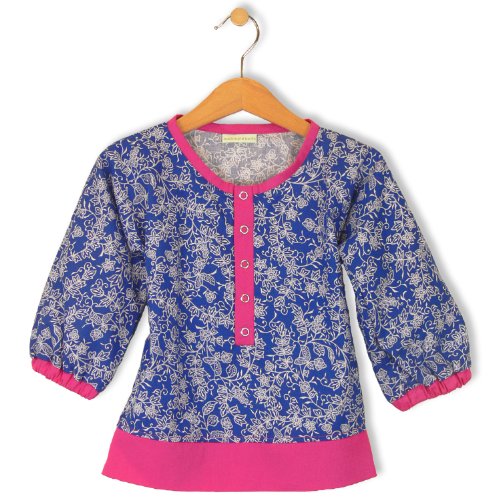 bubble.kid berlin - Baby Mädchen Tunika, Kleid Bluse Janin - Baumwolltuch (74-80 (6-12 Monate), Marine-Weiss)