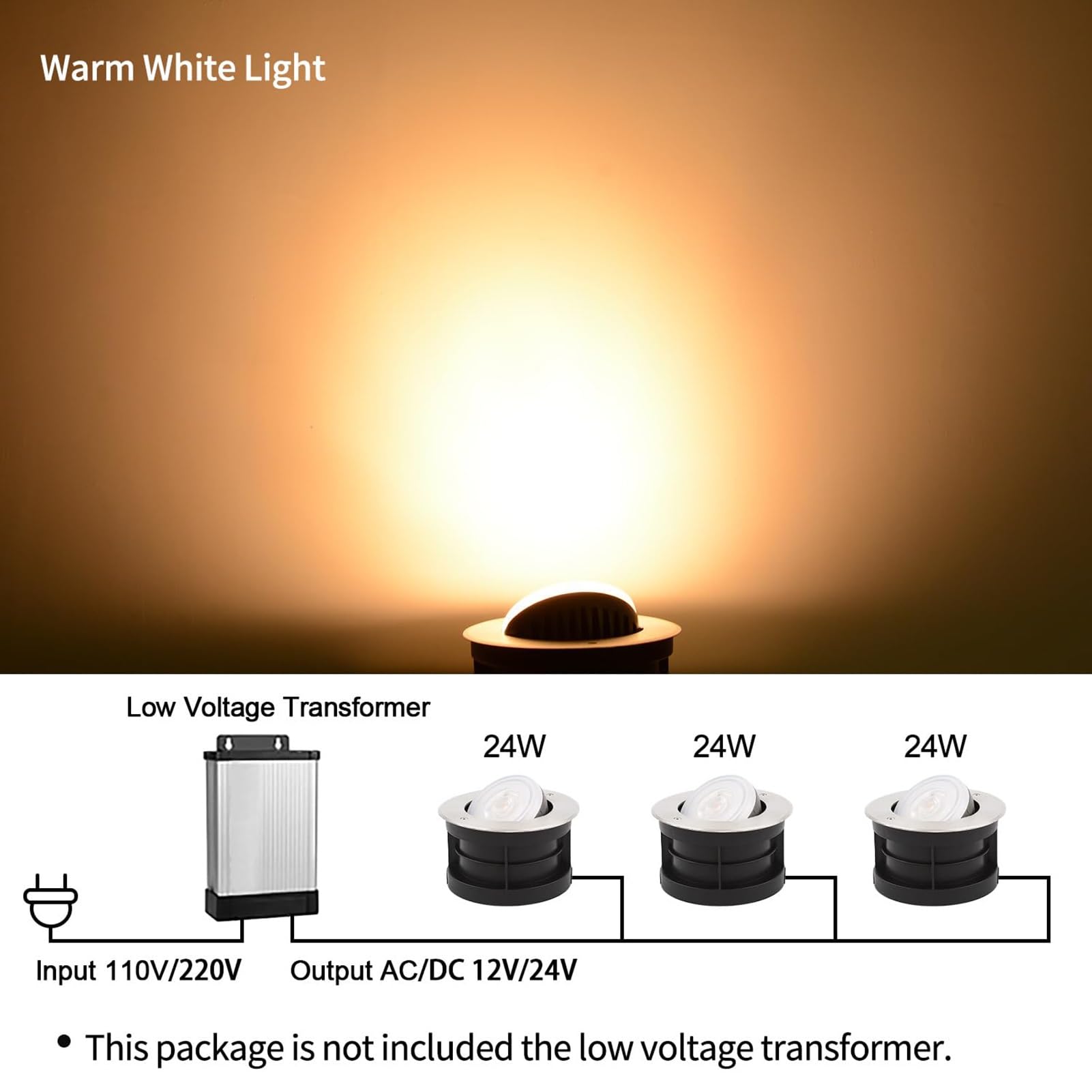 Foco Empotrable De Ángulo Ajustable Para Suelo - Lámpara LED Para Exteriores, Foco Led Jardín, Iluminación Para Caminos Senderos, Lámpara Enterrada Impermeable IP65(White Light,36W(220v))
