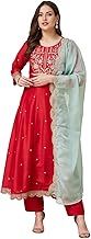 MOKOSH Women's Silk Embroidered Anarkali Kurta and Pant with Dupatta Set (DM-473)