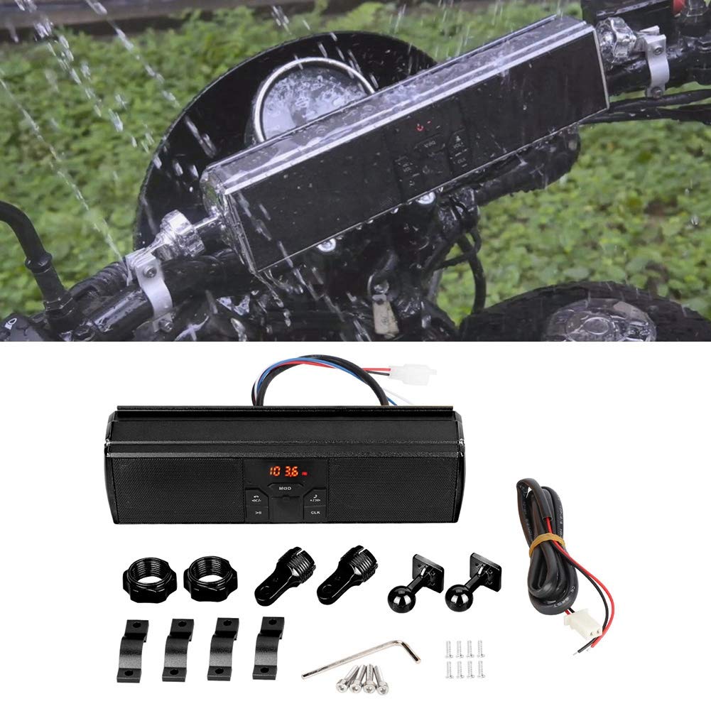 Dioche Wodoodporny System Stereo do Motocykla Modyfikacja Motocykla - System Przesuwania i Dźwięku dla Motocykli - Obsługuje USB, kartę Pamięci i Sterowanie (BLACK)