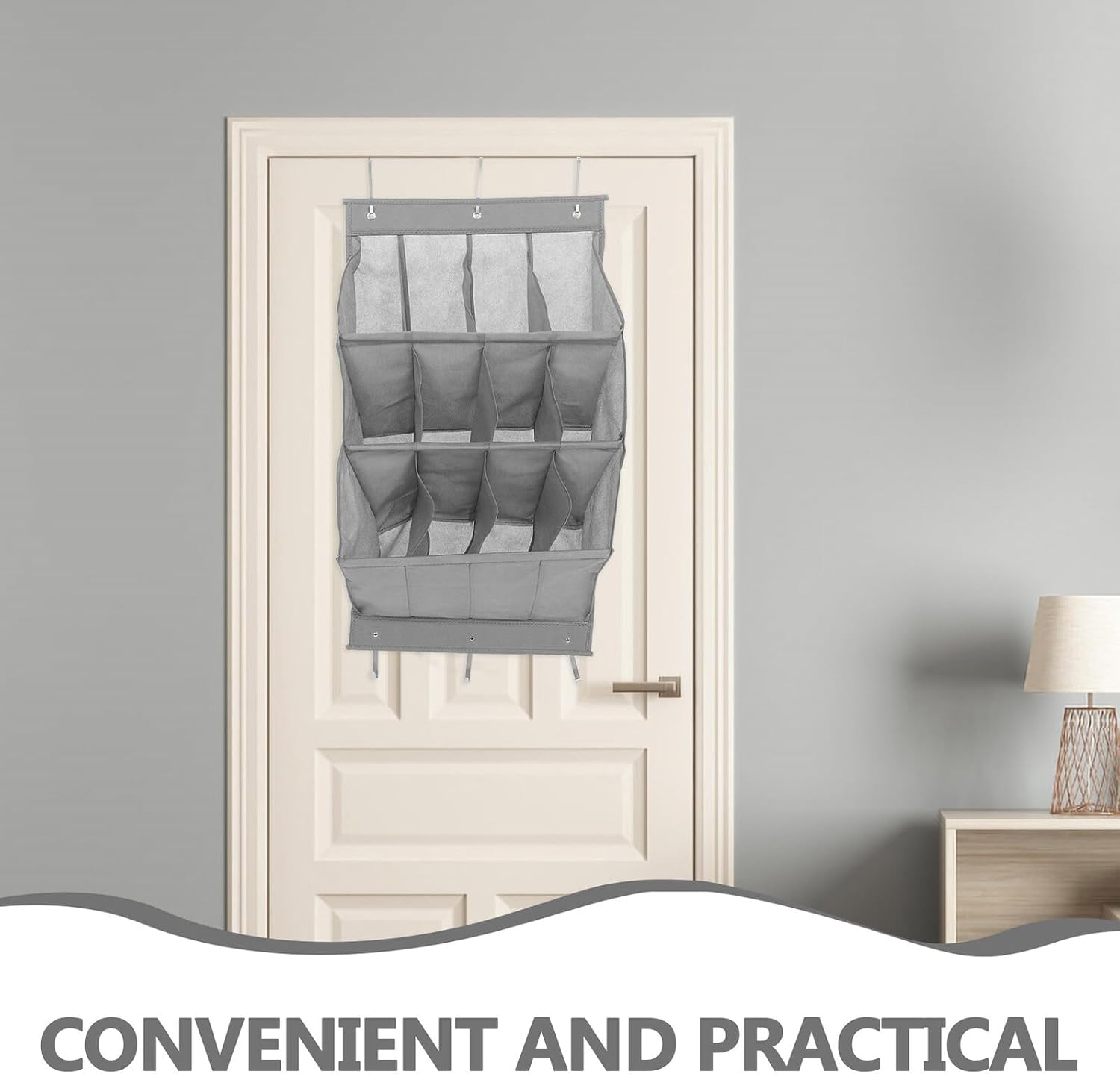LABRIMP Vertical over Door Shoe Organizer with 12 Grid Polyester Storage
