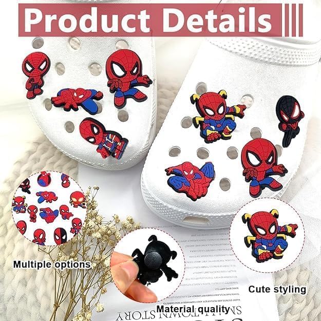 LAKSHMINARAYAN SALES Cartoon Charms for Clogs Slipper Decoration DIY Color Charms Cartoon Rubber Charms for Clogs Slipper Casual Clogs Decoration for Kids Party (spiderman shoes charm-13pcs) 4 61Ap2GgXBXL
