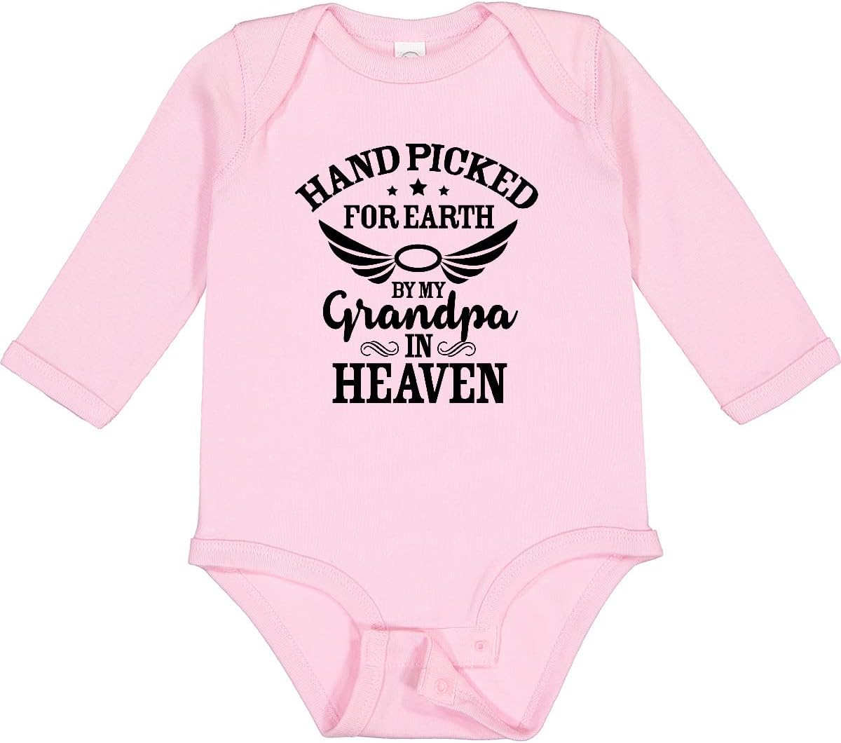 inktastic Handpicked for Earth By My Grandpa in Heaven Angel Long Sleeve Creeper