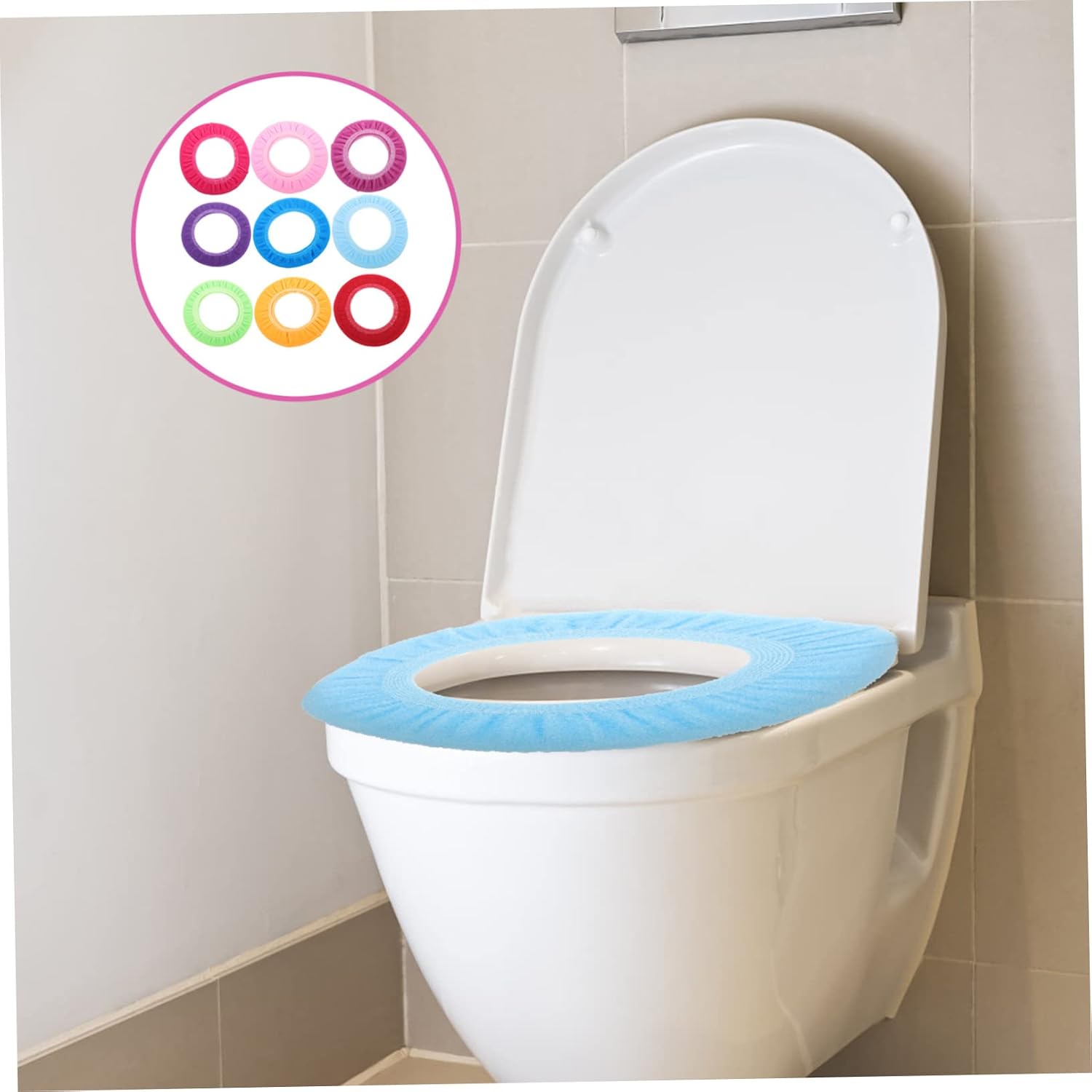 ABOOFAN 9Pcs Washable Toilet Seat Cover Cushions Stretchable Toilet Seat Pads for Comfort for Home and Potty Training Soft and Warm Toilet Seat Covers