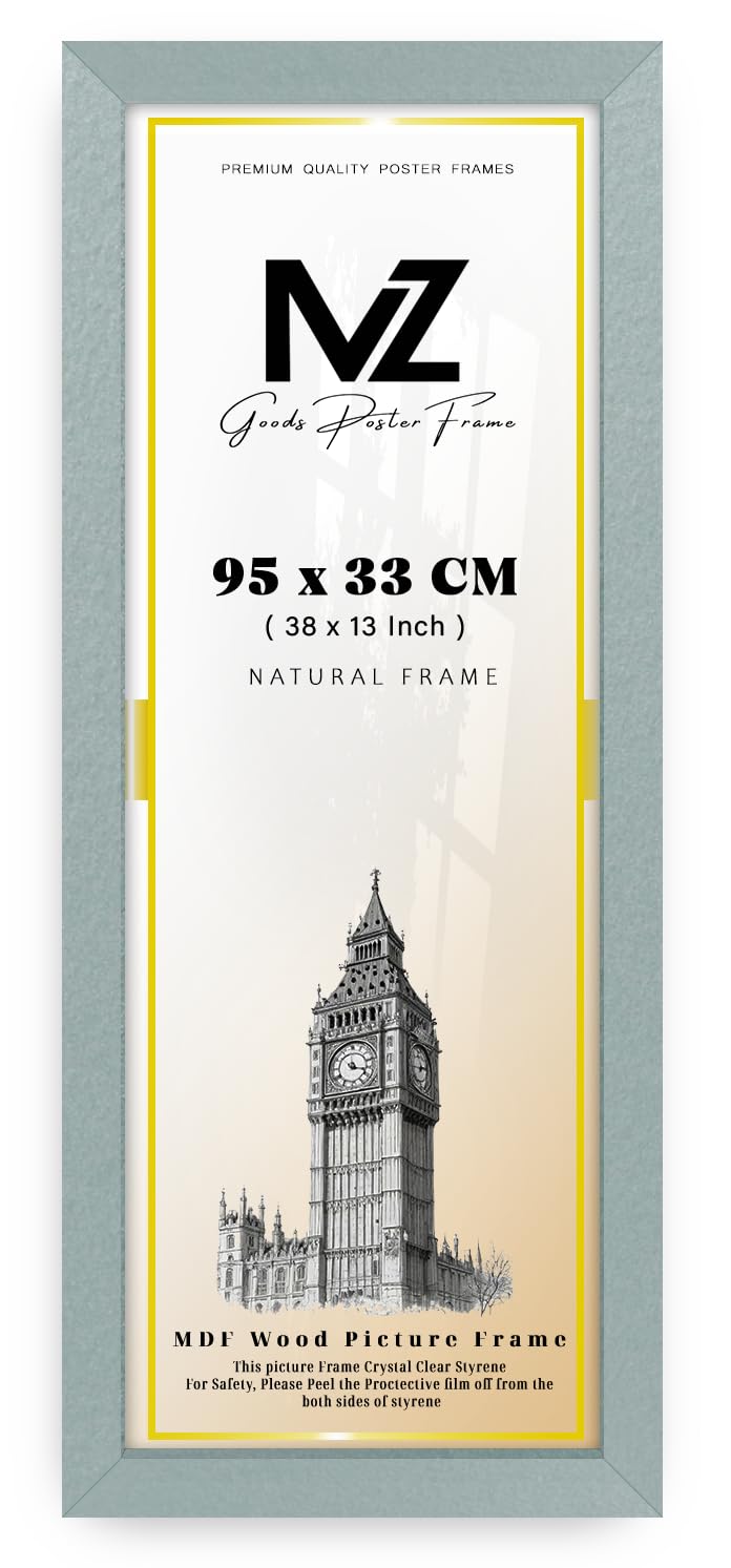 MZ GOODS | Panaramic (95 x 33 CM) Eton Wood Silver Frame – 38 x 13 Frame | Special Occasions 33 x 95 cm [ Silver ]