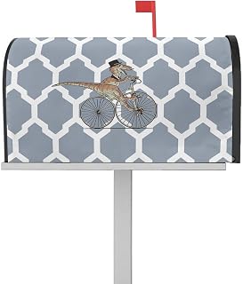 Mailbox Cover Magnetic Cartoon Dinosaur Ride Bike Moroccan Pattern Mailbox Covers Standard Size 21x18in,Mailbox Covers Wrap Post Letter Box Cover for Garden Yard Outdoor Decor Cute Animal Grey Plaid
