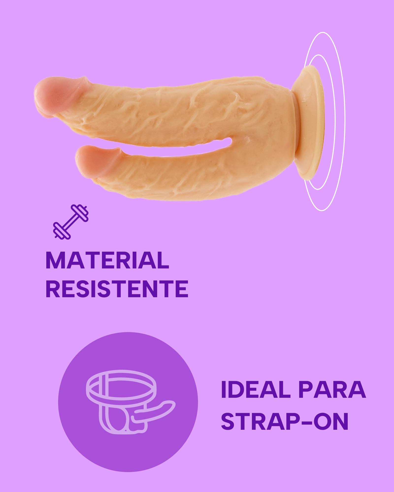 MySecretCase Consolador Doble 18,5cm y 21cm Consoladores con Ventosa Penes Realistas Hombre Penes de Goma Dildo Doble Penetración Dildos Anales y Vaginales Compatible Arnés Strap-on Juguetes Sexuales