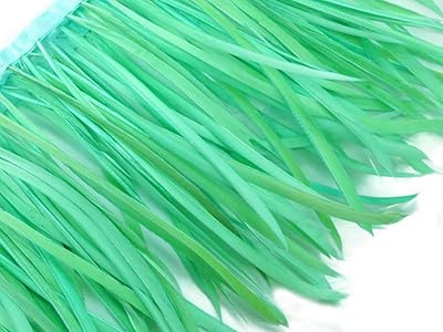Feathers, Goose Feathers - Teal Goose Biots Feather Trim - 1 Yard