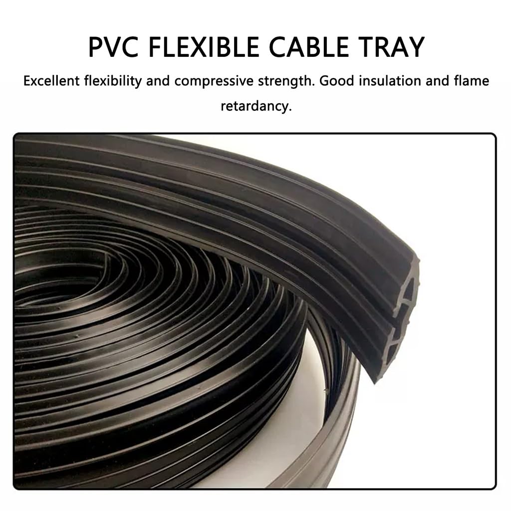 Protector De Cable De Alimentación De Suelo, Material De Goma Fácil De Cortar, Cavidad para Cables Plana Negra, Zonas Interiores Y Exteriores De Alto Tránsito(1m)