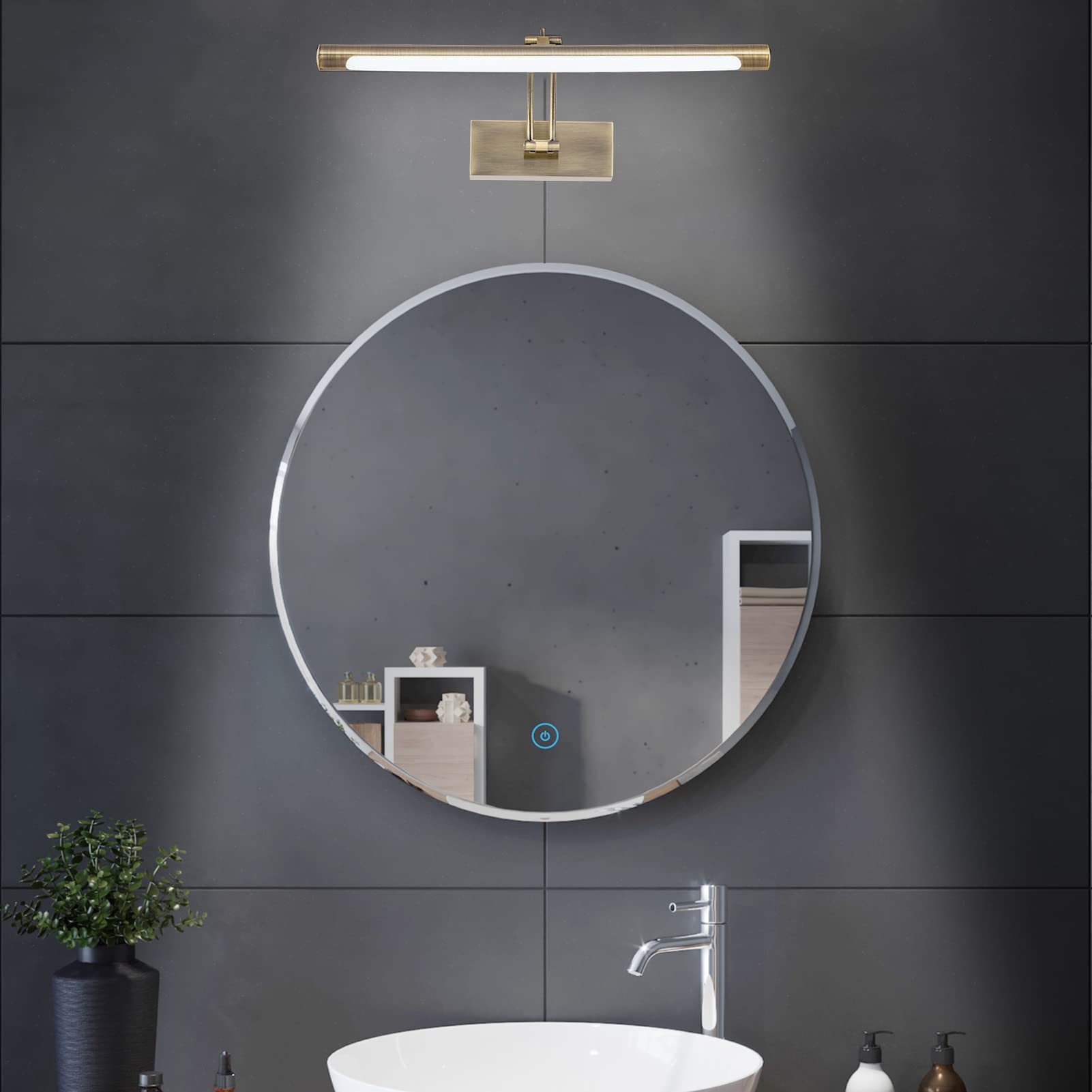 LED Spiegelleuchte, 40cm Retro Europäischen Stil LED Badspiegelleuchten Badezimmer Make-up Licht, Wasserdicht Beleuchtung Wandleuchte Spiegellampe, Antikes Messing Leichtes Spiegellampe
