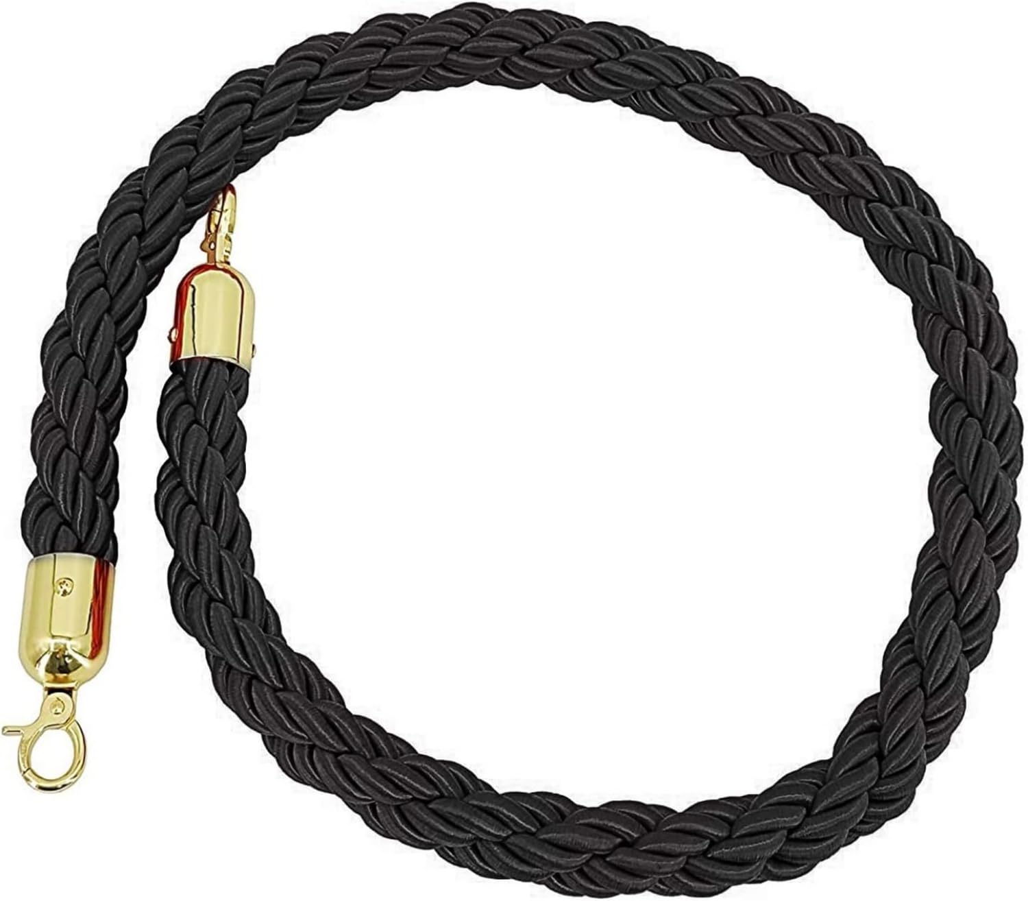Corda barriera Tappeto Rosso Corda palo Ritorto, Corda barriera Coda, Corde barriera Canapa con Ganci Dorati, per ristoranti/Hotel/Controllo Folla Cinema-Nero||2.0m