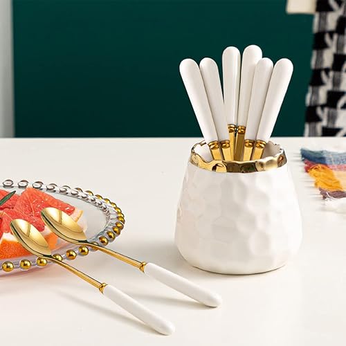 Miniatura 4 de Juego de cucharas de café, tarro de cerámica con 8 cucharas pequeñas para café, té, helado, pastel, juego de cubiertos, juego de cucharas de café 8