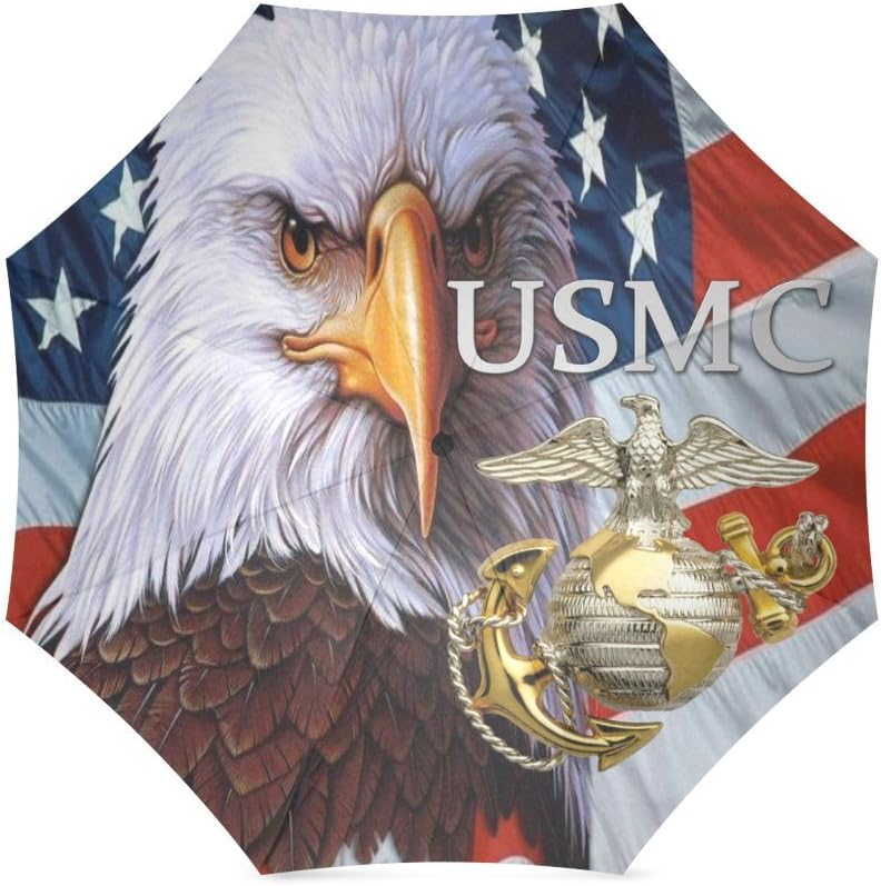 Christmas/Thanksgiving Gifts USMC Bold American Flag Marines Semper Fi Foldable Sun/Rain Umbrella Sunshade Parasol
