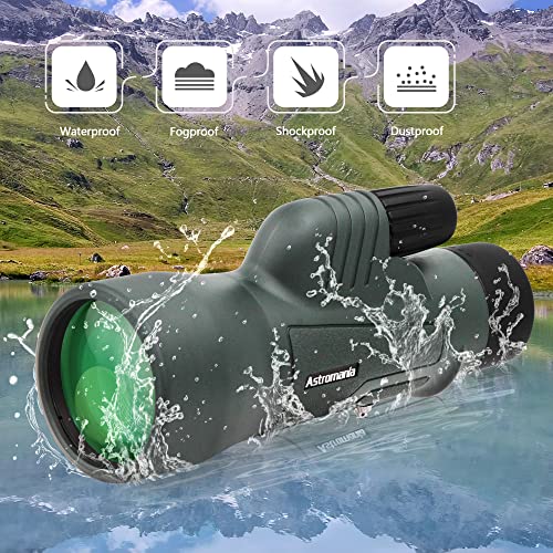 Astromania Monóculos de prisma BAK4 de alta potência, à prova d'água, monoscópio portátil compacto