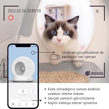 مرحاض ذكي للقطط مزود بكاميرا UBPet C10 Pro – مع كاميرا عالية الدقة مدمجة، تنظيف تلقائي، التحكم في تطبيقات الهاتف المحمول، أجهزة استشعار ذكية، تشغيل هادئ، حجم داخلي كبير، هدية عطرية