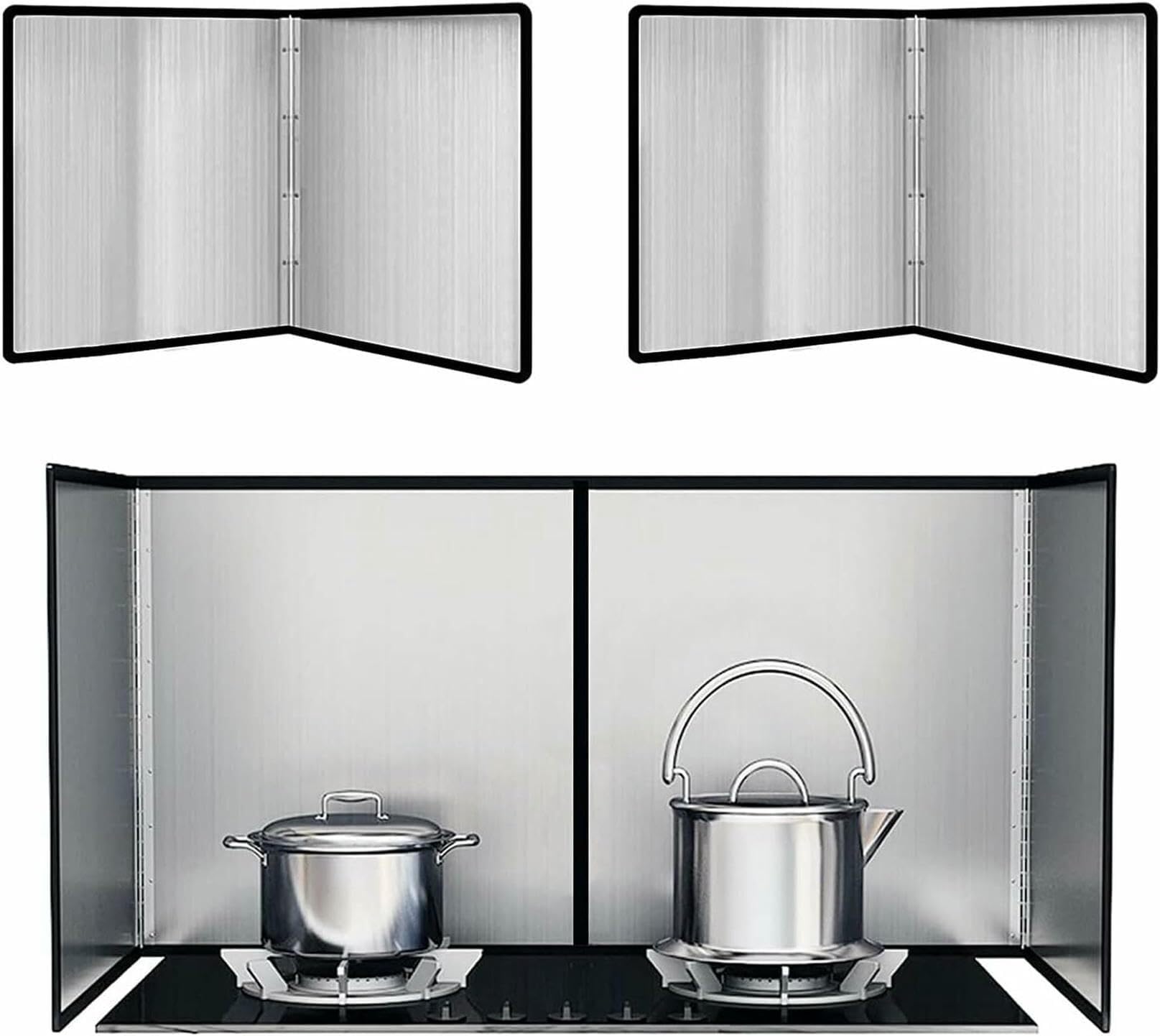 Protector de salpicaduras plegable de acero inoxidable, protector antisalpicaduras de cocina de 2 lados para protección de sartenes y estufas