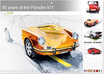 50 years of the Porsche 911 Monthly Wall Calendar 2026 11.7" x 16.5" open, CALVENDO 14 Month Calendar