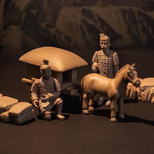 Miniatura 8 de Abaodam 9 unidsset de estatuas de guerreros de terracota Xian China terracota guerreros carro y caballo modelo China Qin dinastía guerreros