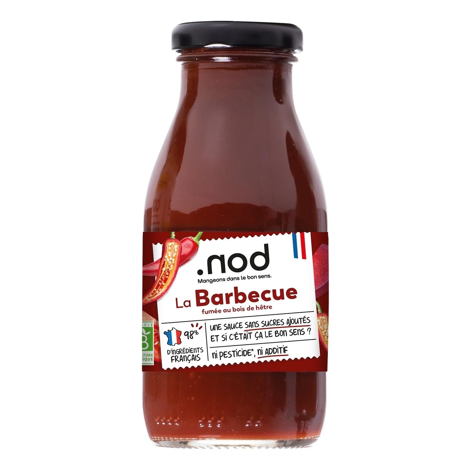 .NOD - Sauce Barbecue Bio - Fumée au Bois de Hêtre · Sans Sucres Ajoutés · Ni Pesticide ni Additif · 98% D'Ingrédients Français · Production en Provence - Le Pot de 290g - Le Lot De 3