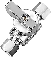 Vista 7 de Paquete de 2 válvulas de ángulo de compresión de 1/4 pulgadas de latón de alta calidad x 1/4 pulgadas de ángulo recto de agua de cuarto de vuelta