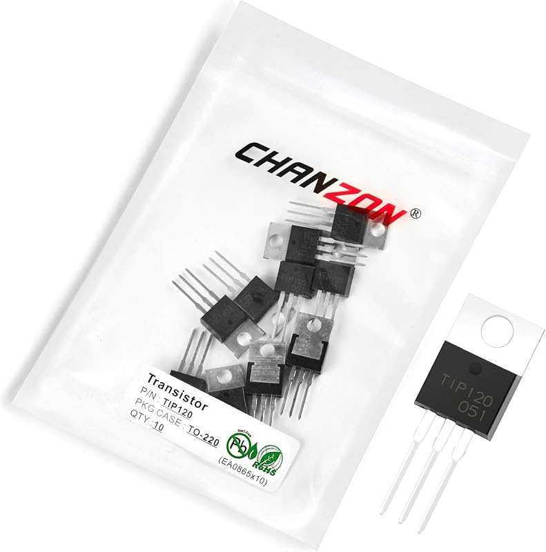 Chanzon 10 transistores bipolares de potencia TIP120 TO-220-3L NPN Darlington | Transistor de alto rendimiento para circuitos de conmutación de control de motores de administración de energía