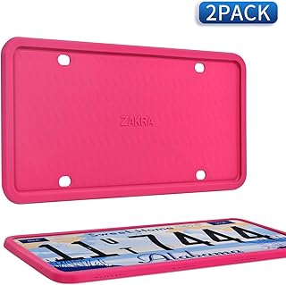 ZAKRA License Plate Frame,2 Pack Silicone License Plate Frames,Premium Silicone Material, Rust-Proof,Rattle-Proof,Weather-Proof.(Hotpink)