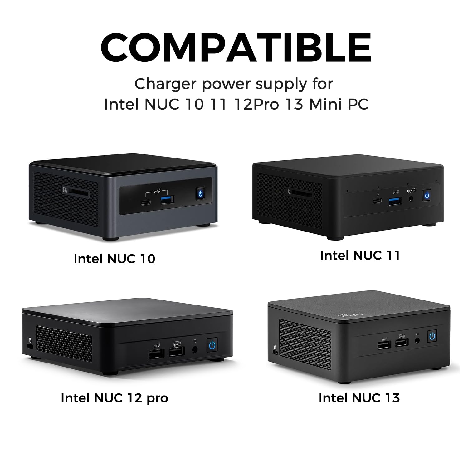 KFD Alimentatore 120W (19V, 6.32A) Per Intel NUC 10-14, ASUS ROG, Notebook E Mini PC – Connettore 5.5x2.5mm