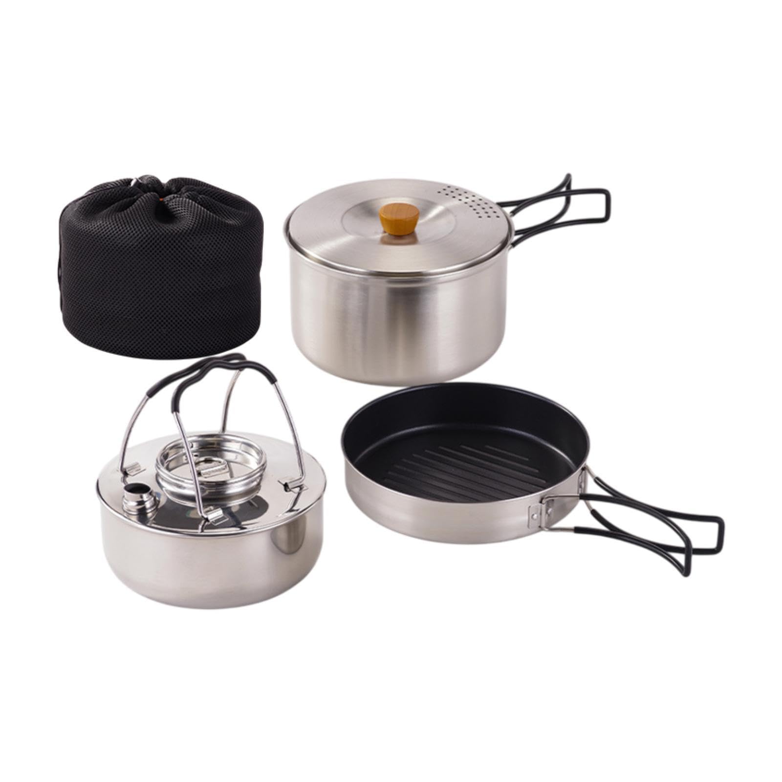 Poêle Et Bouilloire Camping Pliants Set Acier